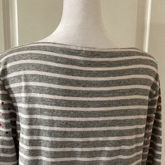 J. Crew medium long sleeve top stripes gray white - Picture 8 of 12
